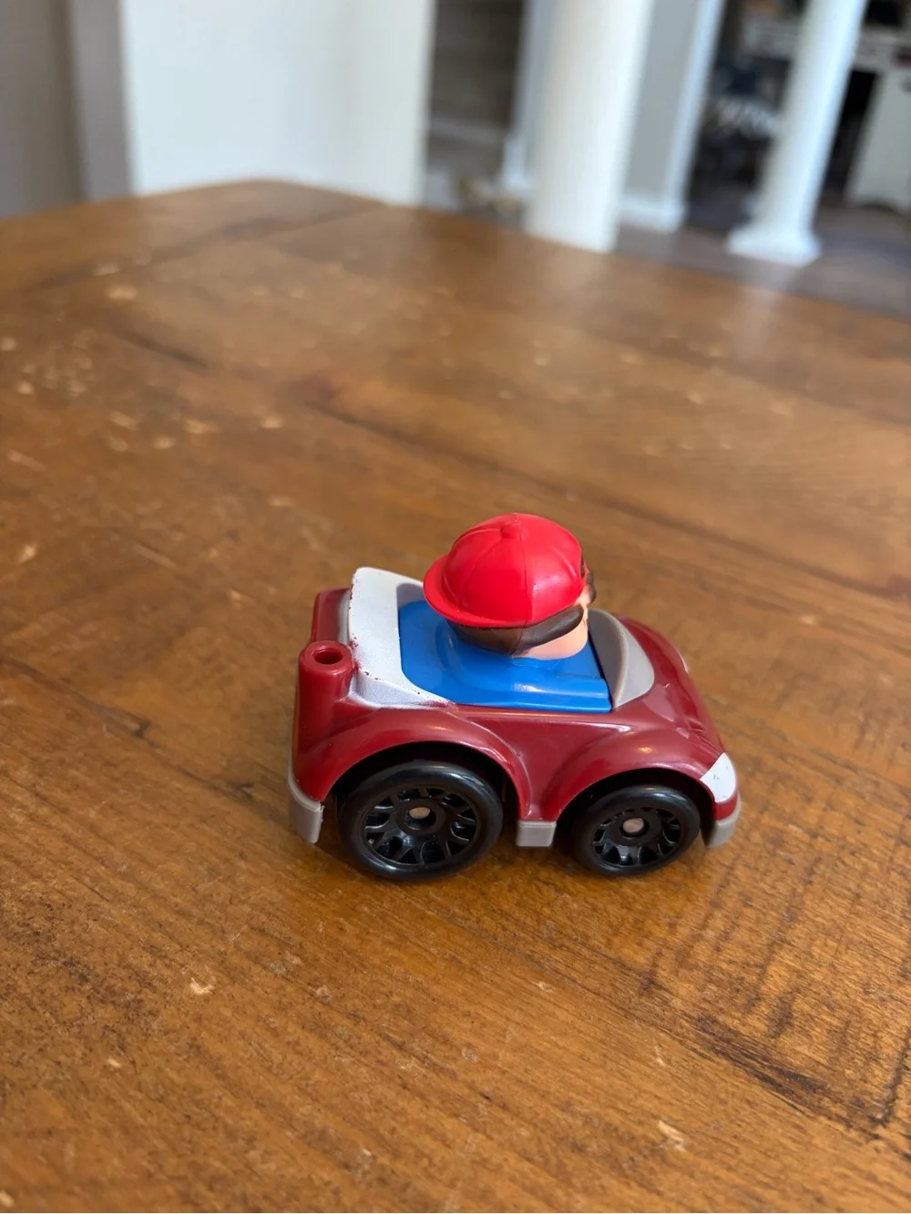 Fisher Price Little People maroon car wheelie as is